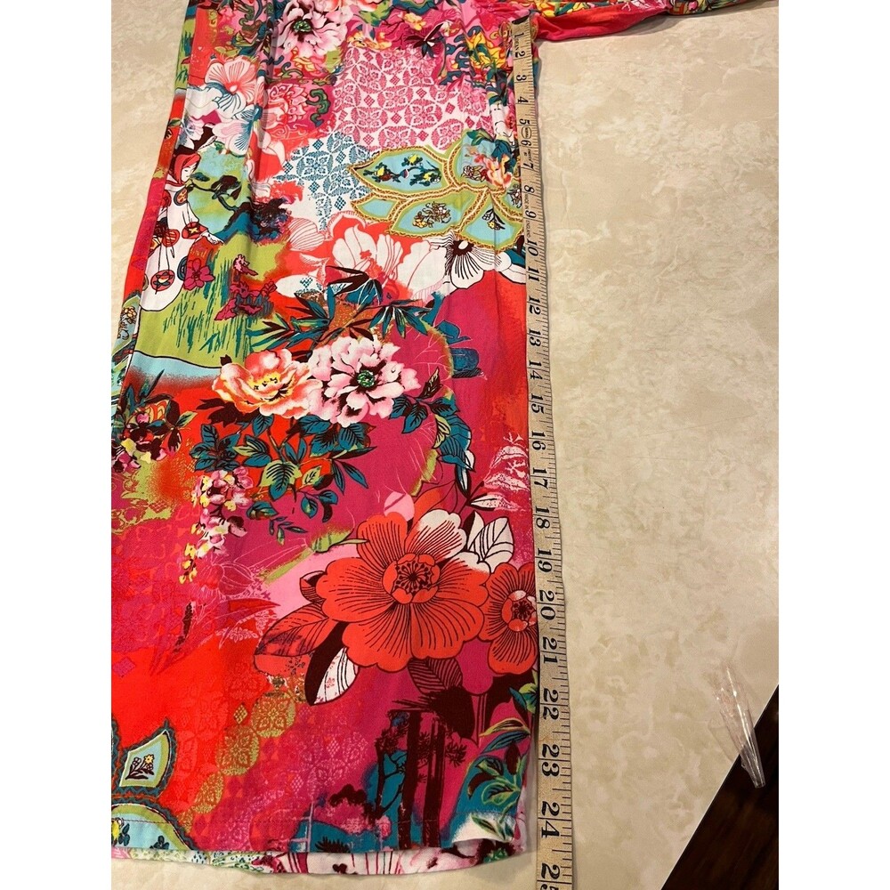 Natori Women’s PJ Set  Sz L Stunning Asian Floral Light  Loose Fit Pajama - Picture 12 of 15